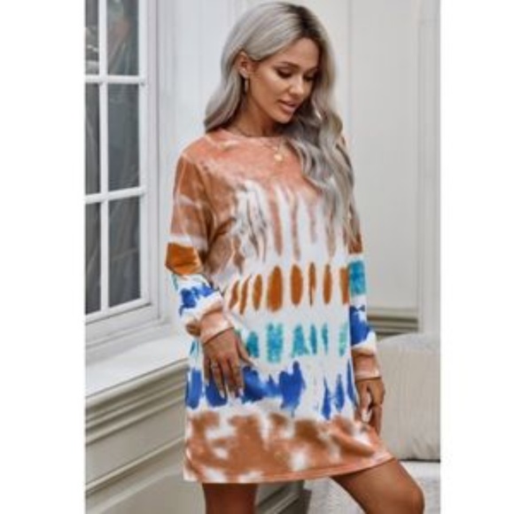 Waterschic Tie Dye Sweatshirt Dress Pink & Blue - Picture 3 of 11